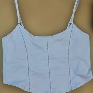 Aerie Super Chill Large Light Blue Corset Cami Stretchy
